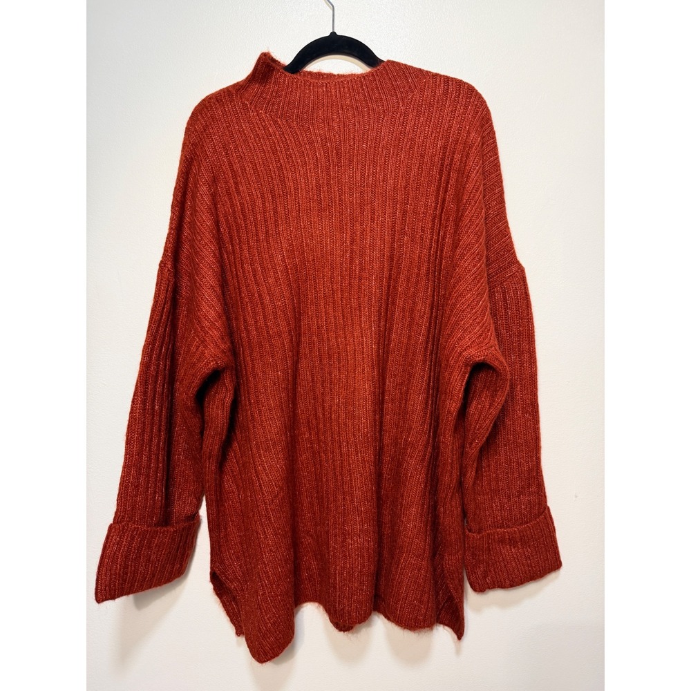 Old Navy Sweater XXL Rib Mockneck F Rust Orange Tunic Oversized Long Sleeve